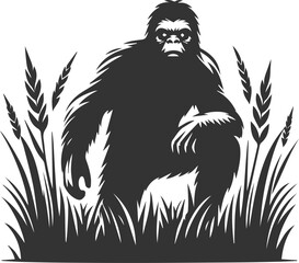 Black bigfoot vector silhouette