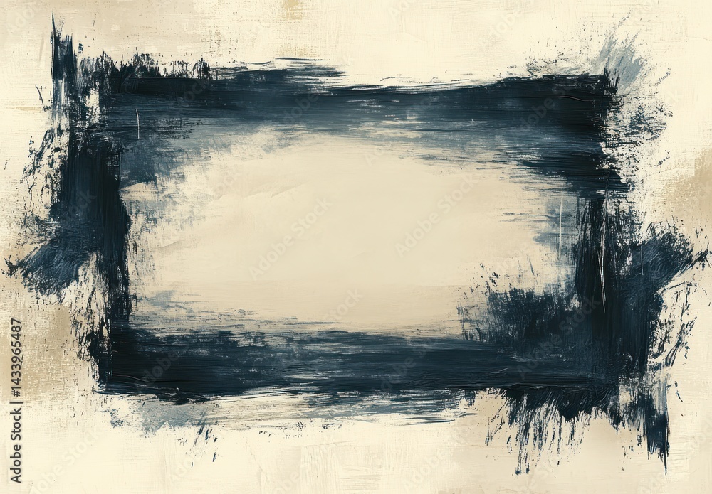 Poster abstract background with dark brush strokes framing light center area for artistic use and design pr