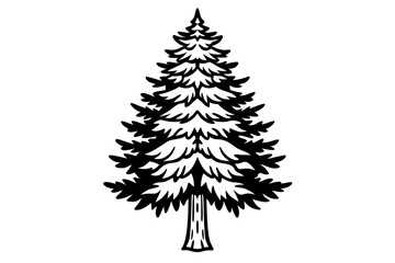 Vector Line Art Tree Illustration – Minimal Tree Clipart, Logo Icon Design on White Background