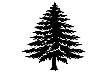 Vector Line Art Tree Illustration – Minimal Tree Clipart, Logo Icon Design on White Background