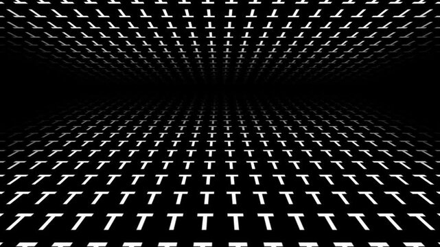 retro futuristic background animation of space tunnel travel ship pov perspective movement of alphabeth letter T