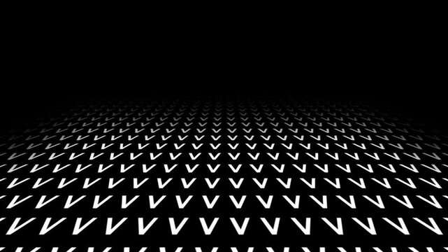 retro futuristic background animation of space tunnel travel ship pov perspective movement of alphabeth letter V
