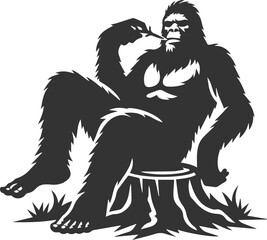 Black bigfoot vector silhouette
