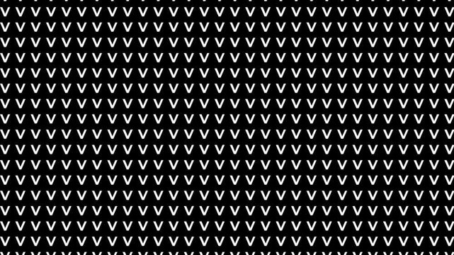 retro futuristic background animation vertical downward slow motion movement of alphabeth letter V in datum grid pattern order