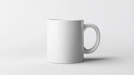 Fototapeta premium White Ceramic Mug on a Plain Background. Generative AI