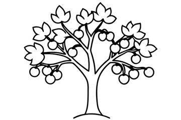 Obraz premium Vector Line Art Tree Illustration – Minimal Tree Clipart, Logo Icon Design on White Background