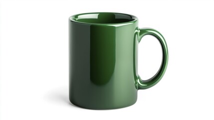 Emerald green ceramic mug isolated on white background mockup. Generative AI
