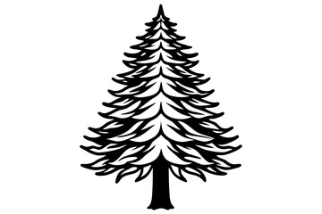 Vector Line Art Tree Illustration – Minimal Tree Clipart, Logo Icon Design on White Background