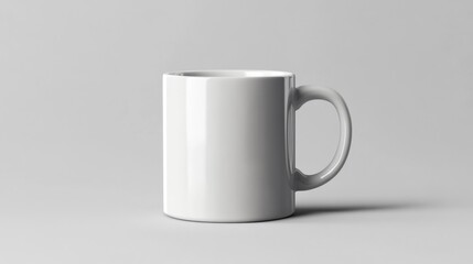 Obraz premium White Ceramic Coffee Mug on a Solid Light Background. Generative AI