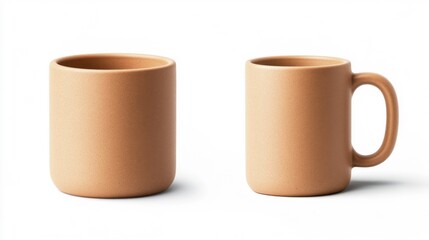 Simple ceramic mugs in neutral color. Generative AI