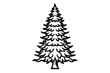 Vector Line Art Tree Illustration – Minimal Tree Clipart, Logo Icon Design on White Background