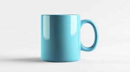 Obraz premium Blue ceramic mug on white background. Generative AI