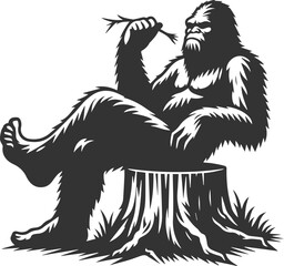 Black bigfoot vector silhouette