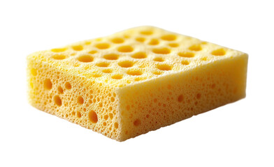 Cleaning action with yellow sponge in home environment concept isolated on transparent background