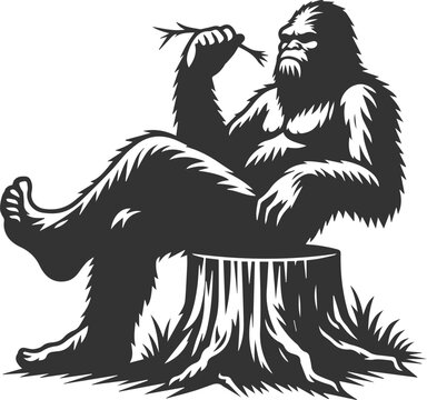 Black bigfoot vector silhouette