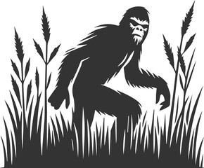 Black bigfoot vector silhouette