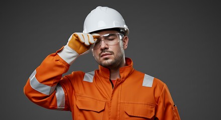 Worker in Hardhat with Protective Gear