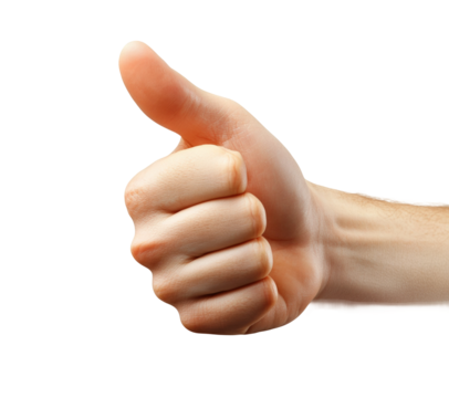 Positive gesture of thumbs up social media digital approval isolated on transparent background