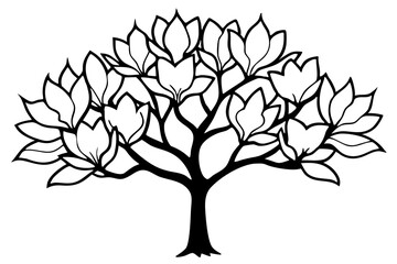 Vector Line Art Tree Illustration – Minimal Tree Clipart, Logo Icon Design on White Background