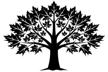 Vector Line Art Tree Illustration – Minimal Tree Clipart, Logo Icon Design on White Background