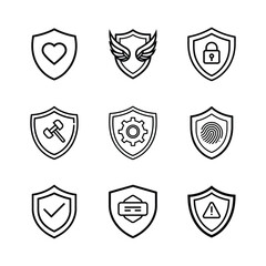 a vector illustration set of shield on white background.
