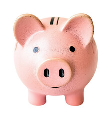 Saving money tips with a piggy bank in a bright room fun concept isolated on transparent background