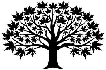 Obraz premium Vector Line Art Tree Illustration – Minimal Tree Clipart, Logo Icon Design on White Background