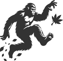 Black bigfoot vector silhouette