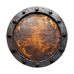 Rustic metal porthole design industrial abstract isolated on transparent background