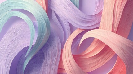 Abstract pastel ribbons flowing, soft colors background. Perfect for beauty, fashion, and design projects.