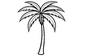 Obraz premium Vector Line Art Tree Illustration – Minimal Tree Clipart, Logo Icon Design on White Background