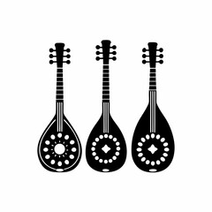 creative Silhouette Three-stringed instrument Icon Vector Illustration