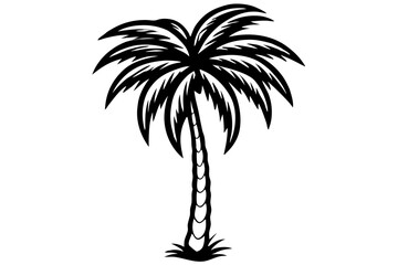 Obraz premium Vector Line Art Tree Illustration – Minimal Tree Clipart, Logo Icon Design on White Background