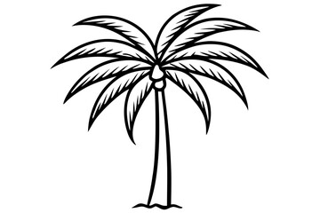 Obraz premium Vector Line Art Tree Illustration – Minimal Tree Clipart, Logo Icon Design on White Background