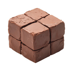 Delicious chocolate fudge cubes kitchen food isolated on transparent background