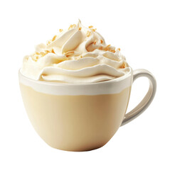 Savoring whipped cream topped coffee at a cozy  a comforting retreat isolated on transparent background