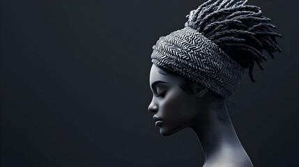 Profile Portrait Of Woman With Headwrap And Braids