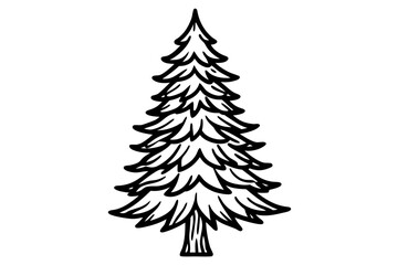 Vector Line Art Tree Illustration – Minimal Tree Clipart, Logo Icon Design on White Background