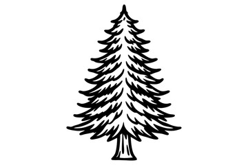 Vector Line Art Tree Illustration – Minimal Tree Clipart, Logo Icon Design on White Background