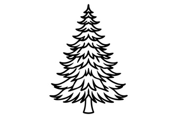 Vector Line Art Tree Illustration – Minimal Tree Clipart, Logo Icon Design on White Background