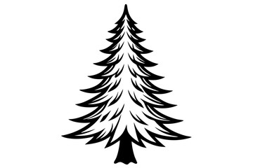 Vector Line Art Tree Illustration – Minimal Tree Clipart, Logo Icon Design on White Background