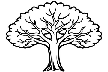 Vector Line Art Tree Illustration – Minimal Tree Clipart, Logo Icon Design on White Background