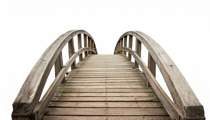 Rustic Wooden Footbridge: A Serene, Arched Pathway