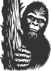 Black bigfoot vector silhouette