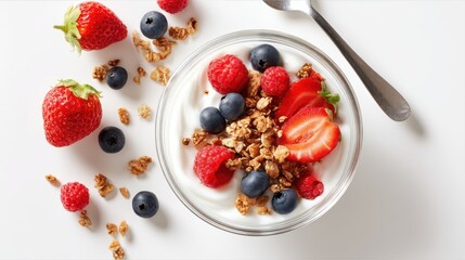 Fresh Yogurt Bowl with Berries and Granola for Healthy Breakfast or Snack Ideas