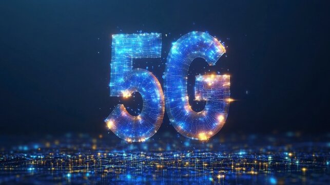 Glowing 5G Network Abstract Digital Cityscape
