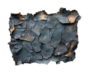 Charred texture detail abstract creative design dark atmosphere isolated on transparent background