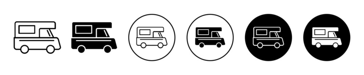 Campervan icons. minimal vector symbol