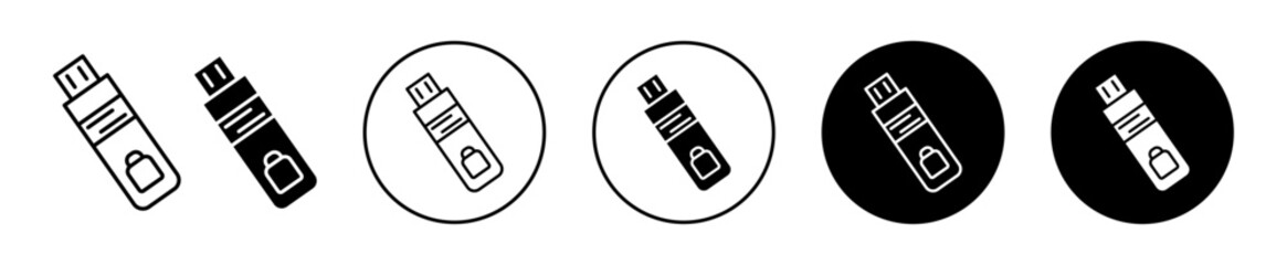 Encrypted pendrive icons. minimal vector symbol