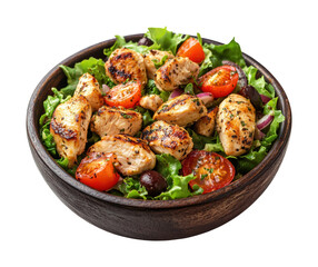 Grilled chicken salad with cherry tomatoes kitchen food natural light isolated on transparent background